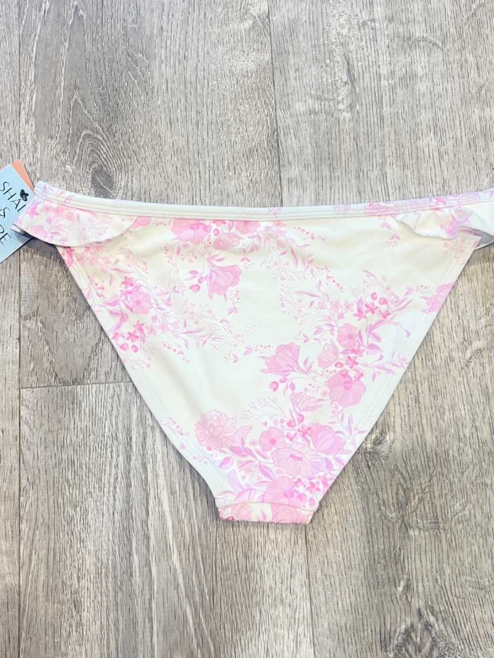 Shade & Shore Bikini Bottom Womens M 8-10 Pink Floral Low Rise High Leg Swimwear - Picture 7 of 15